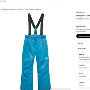 The North Face Snowquest Suspender Pant YXL Blue